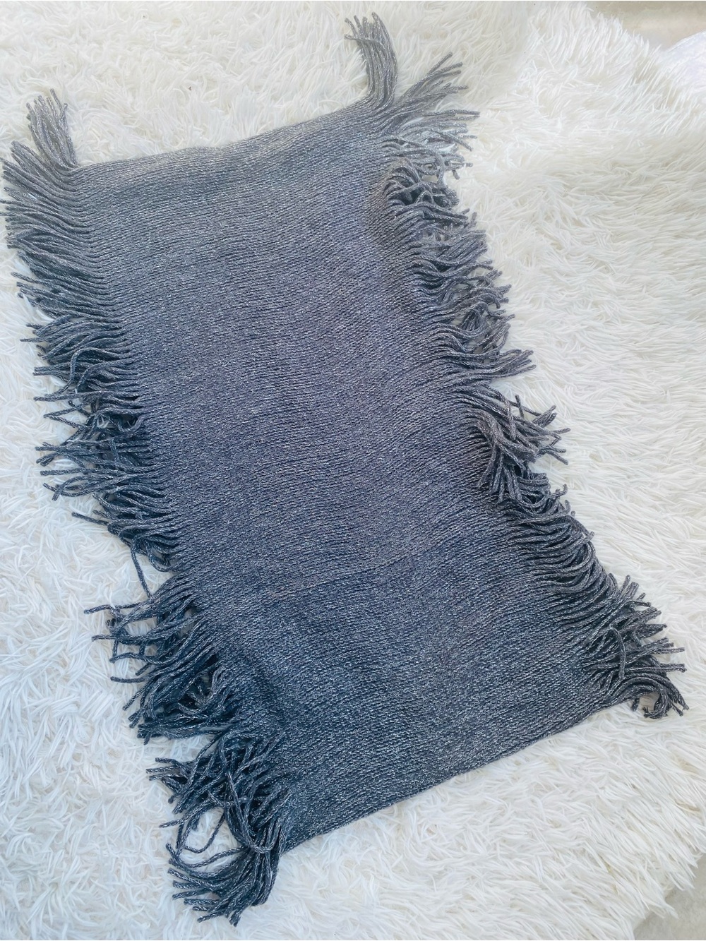 2 Chic Charcoal Gray Metallic Fringe Infinity Scarf